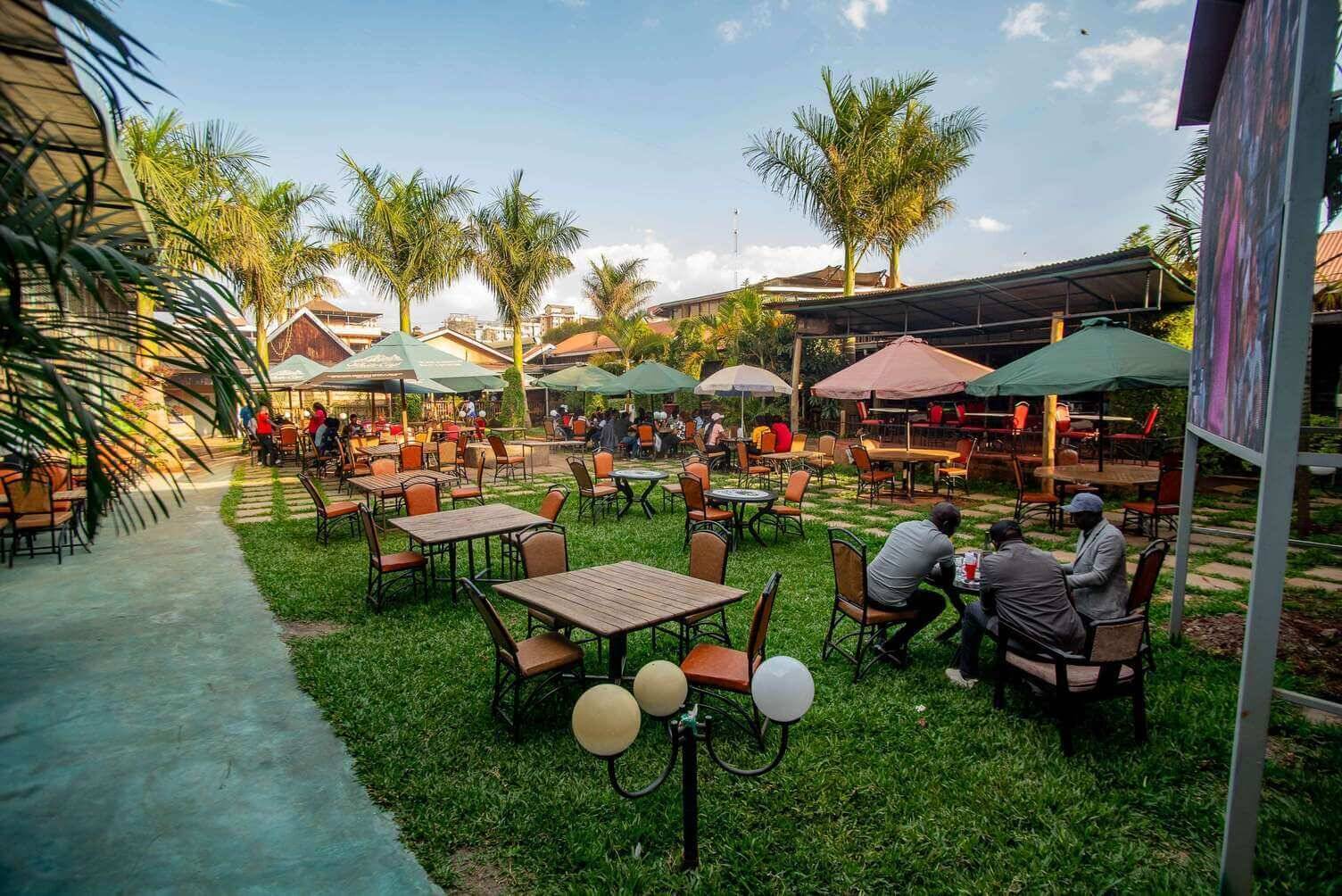African boutique hotel in Kiambu County outdoor garden at sunset